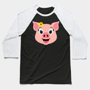 Cute Girl Pig Face Design Baseball T-Shirt